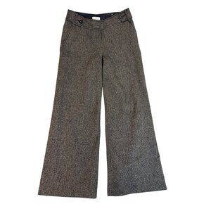 Ann Taylor Loft Women's Gray Wool Blend Wide Leg Trousers W/ Hook Closure Sz 6
